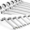 Ratchet Spanner Wrench Set 8-22mm Gear Ring Ratcheting Combination Wrench Kit Metric Flexible Head with Canvas Bag 6