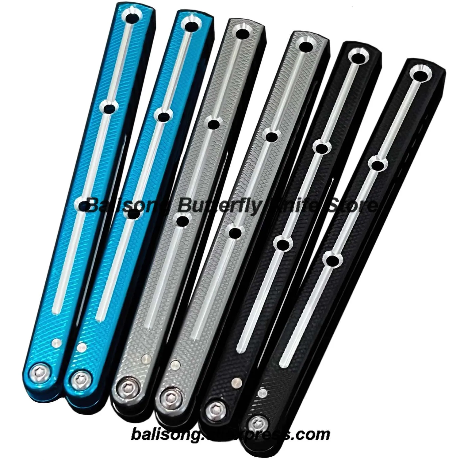 Throwing Knife / Balisong Trainer – 7075 Aluminum Handle, 402B Stainless Steel Blade, Unsharpened For Practice (Colorful)