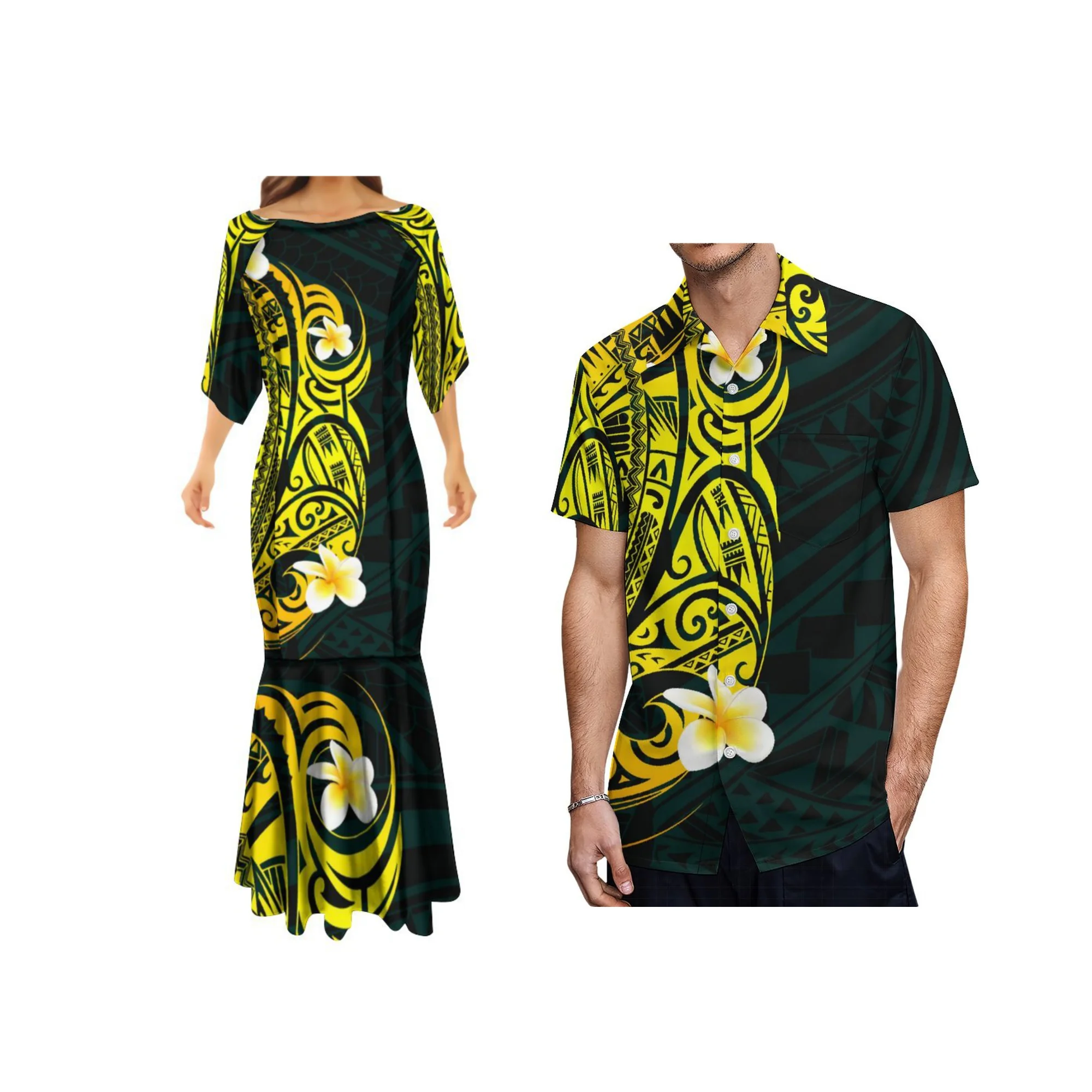 

Летнее Длинное Платье-русалка в непрерывном полинезийском стиле, модное летнее платье-Русалка с полурукавами в стиле Тихоокеанского острова