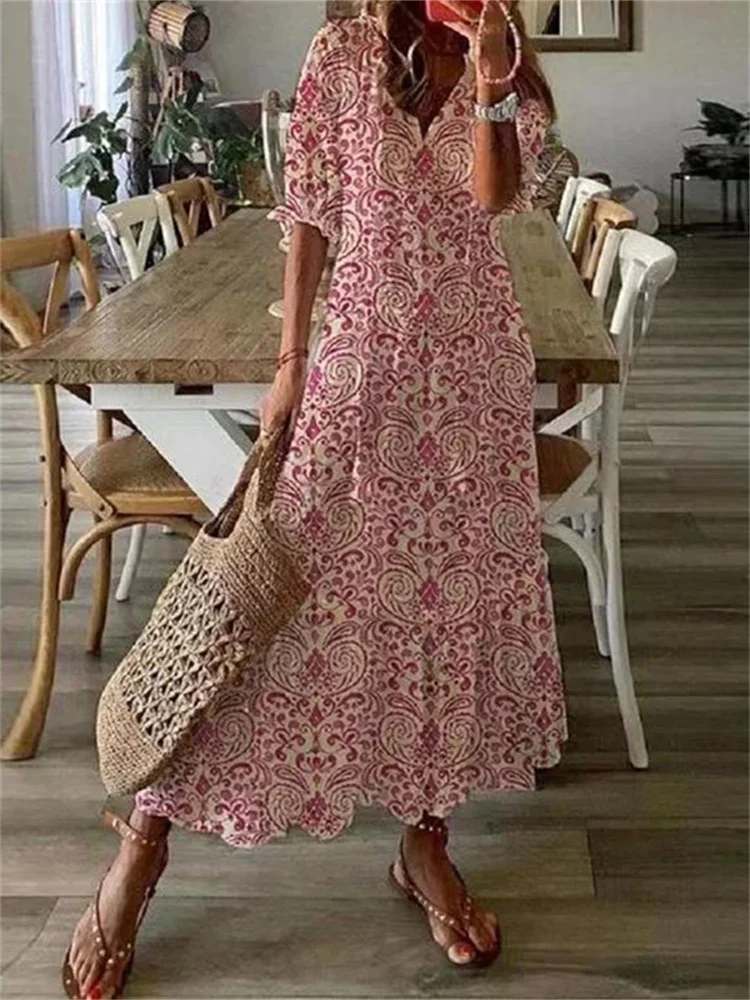 Wmstar Dress Women Fashion Solid V Neck Maxi Long Dresses Sweet Elegant New in Summer Clothes Wholesale Dropshipping 2023