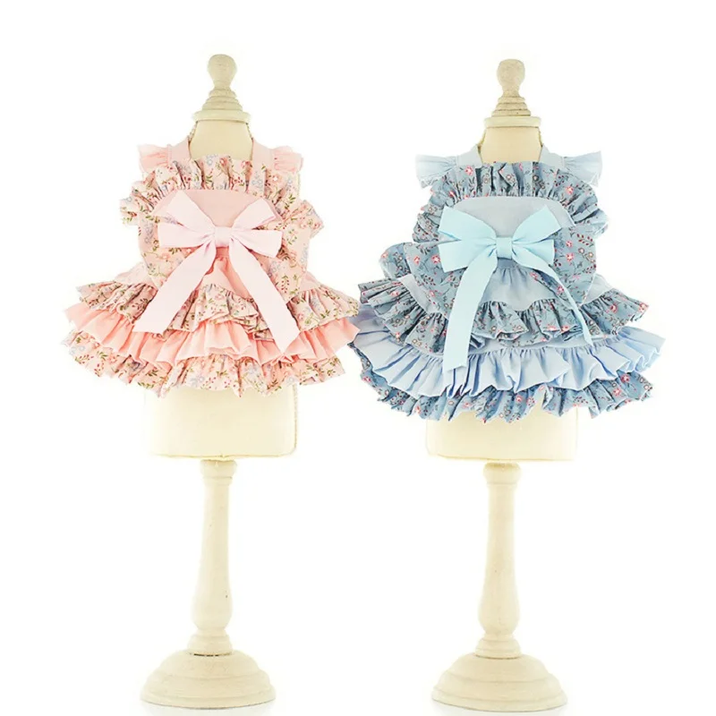 Dress for Pets Teddy Summer Little Fragmented Flower Lolita Princesss Dog Clothes