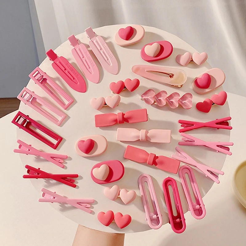 

Sweet Lovely Pink Dopamine Hair Clip For Women Metal Hairpin Girls Hair Accessories Bangs Broken Hair Clips Side Clips