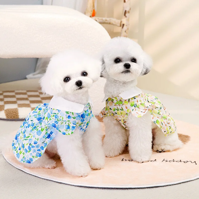 

Korean Version Of The Dog Skirt Summer Teddy Floral Skirt Cool and Comfortable Puppy Cardigan Pet Supplies