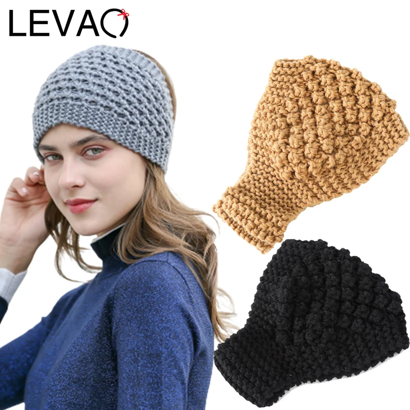 

LEVAO Winter Knitted Wool Headband For Women Wide-brimmed Headbands Elastic Headband Headwear Girls Hair Band Hair Accessories