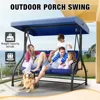 3-Seat Outdoor Porch Swing Bed with Removable Cushion, Patio Swing Chair with Adjustable Canopy,Heavy Duty Support 1
