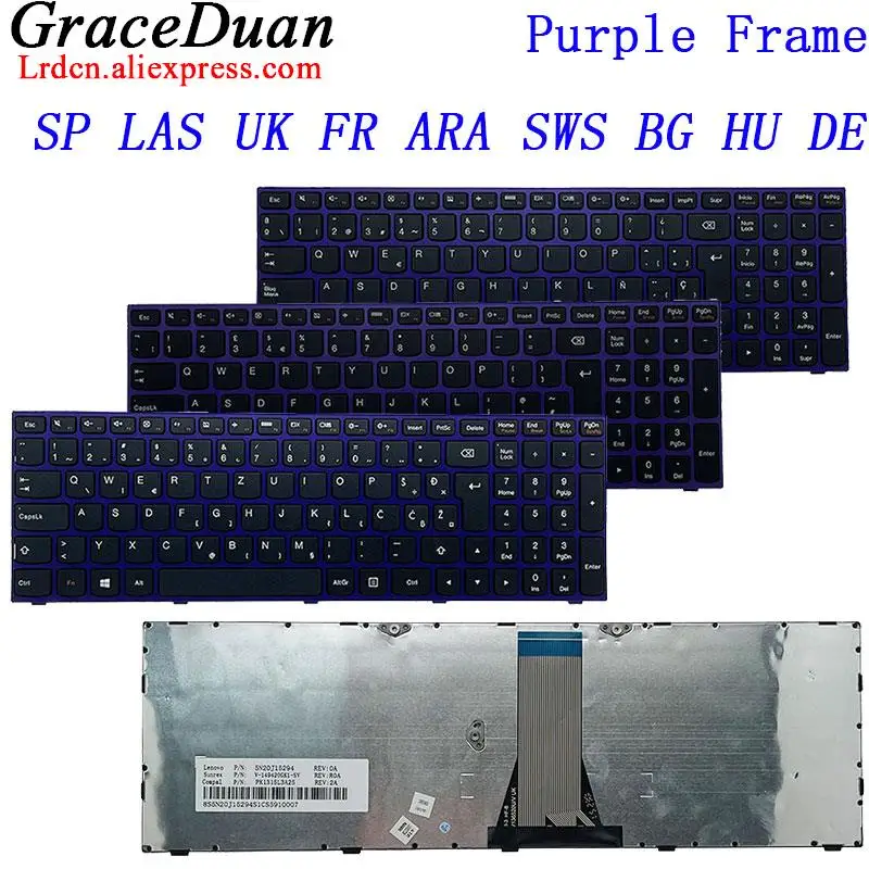 Tastiera Con Cornice Viola Per Lenovo Ideapad 305 15Ihw 15Ibd 15Iby 15Abm G50 G51 G70 B50 B51 B71 Z50 Z51 E50 E51 30 35 45 50 70 80
