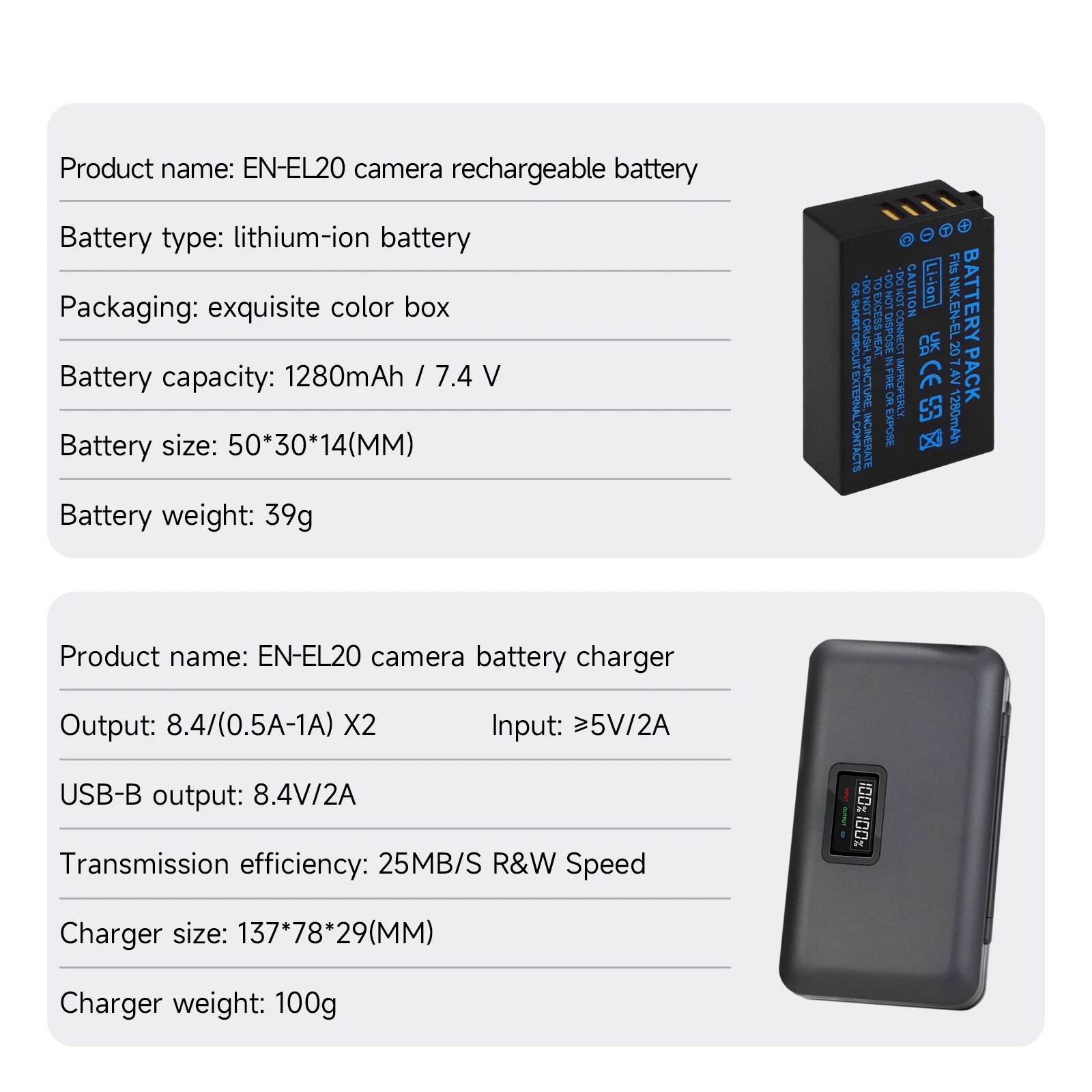 EN-EL20 EN-EL20a EN EL20 Camera Battery + 5-in-1 Camera Battery Charging Case for Nikon Coolpix P1000 950 J1 J2 J3 J4 S1 V3 AW1 rechargeable battery