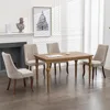 Beige Mid Century Dining Chairs Set of 4, Modern Kitchen & Dining Room Chairs Set of 4, Velvet Upholstered Kitchen Chairs 4