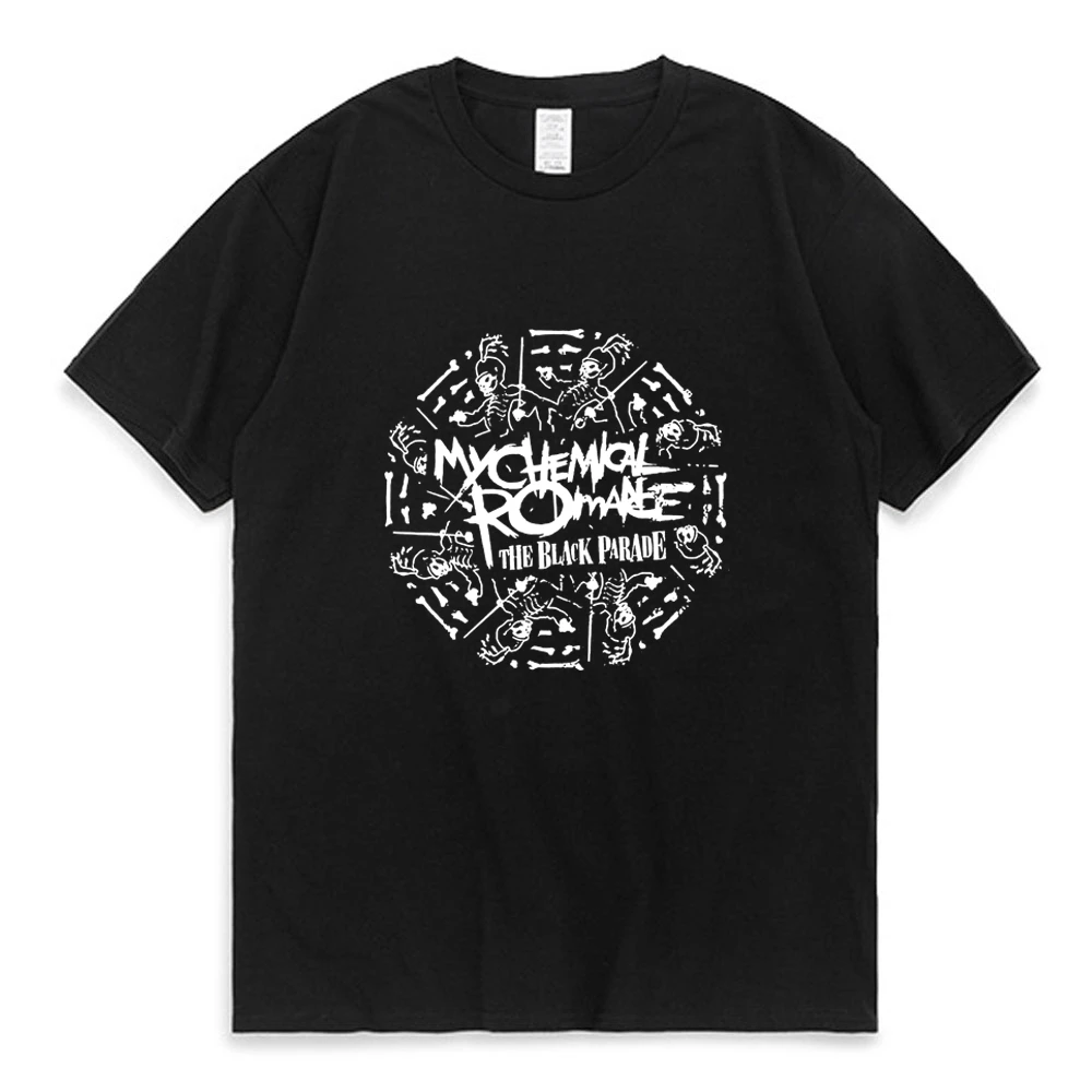 

Rock Band My Chemical Romance Print T Shirt Men and Women 100% Cotton Short Sleeve T-shirts The Black Parade Circke March Tees