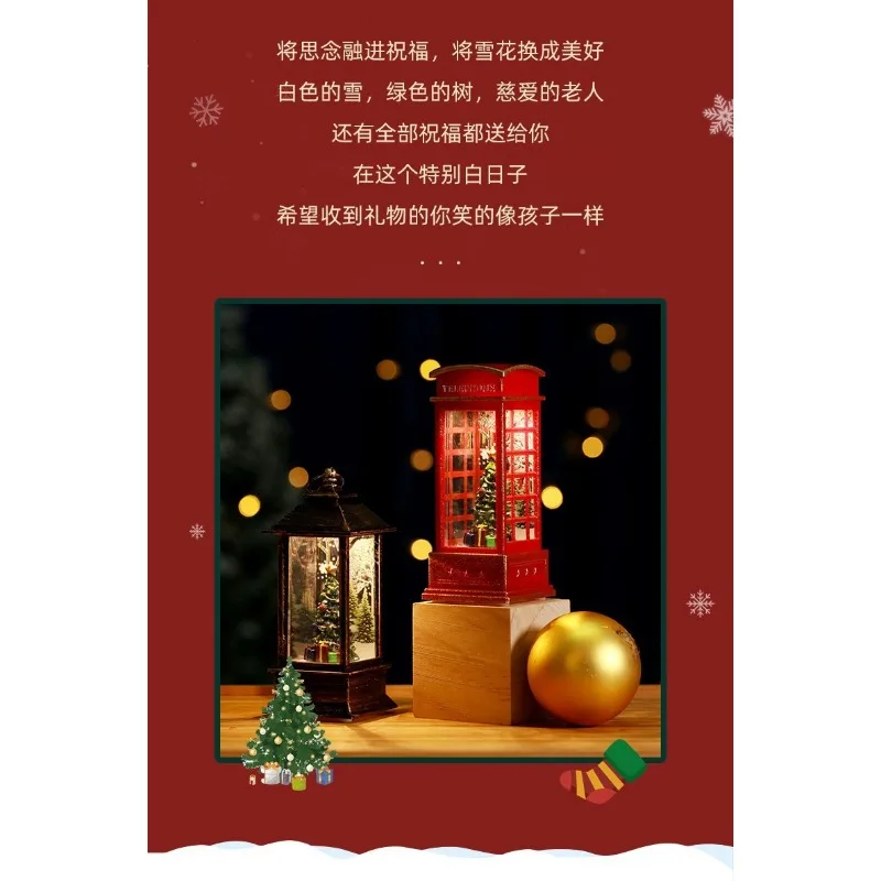 Description Picture 4 of item1Pc Christmas lighting telephone booth Christmas decoration Christmas theme snowflake glass lamp Christmas decoration ornaments