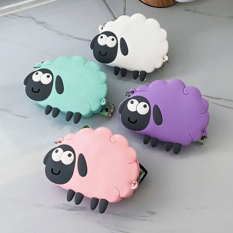 Chic Silicon Sling Bag Coin Purse with Cartoon Sheep Design