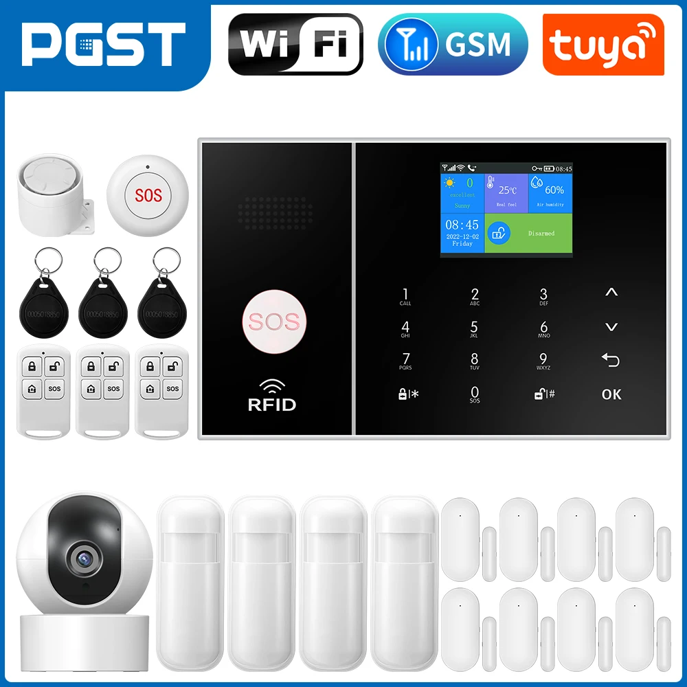 PG108 Smart Home 2G+WiFi Anti-theft Alarm System With Motion Detector Door&Window Sensor Siren Camera Support Alexa and Tuya