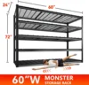 60" W Storage Shelves 3000LBS Garage Shelving Heavy Duty Adjustable 5 Tier Metal Shelving Unit for Storage Rack Garage Storage 3