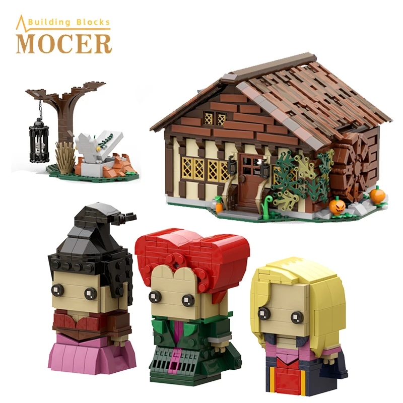 Mcoer Ideas Movie Hocus Pocused Cottage Action Figures Brickheadz Crazy Witche House Building Blocks Halloween Kid Toys Gift