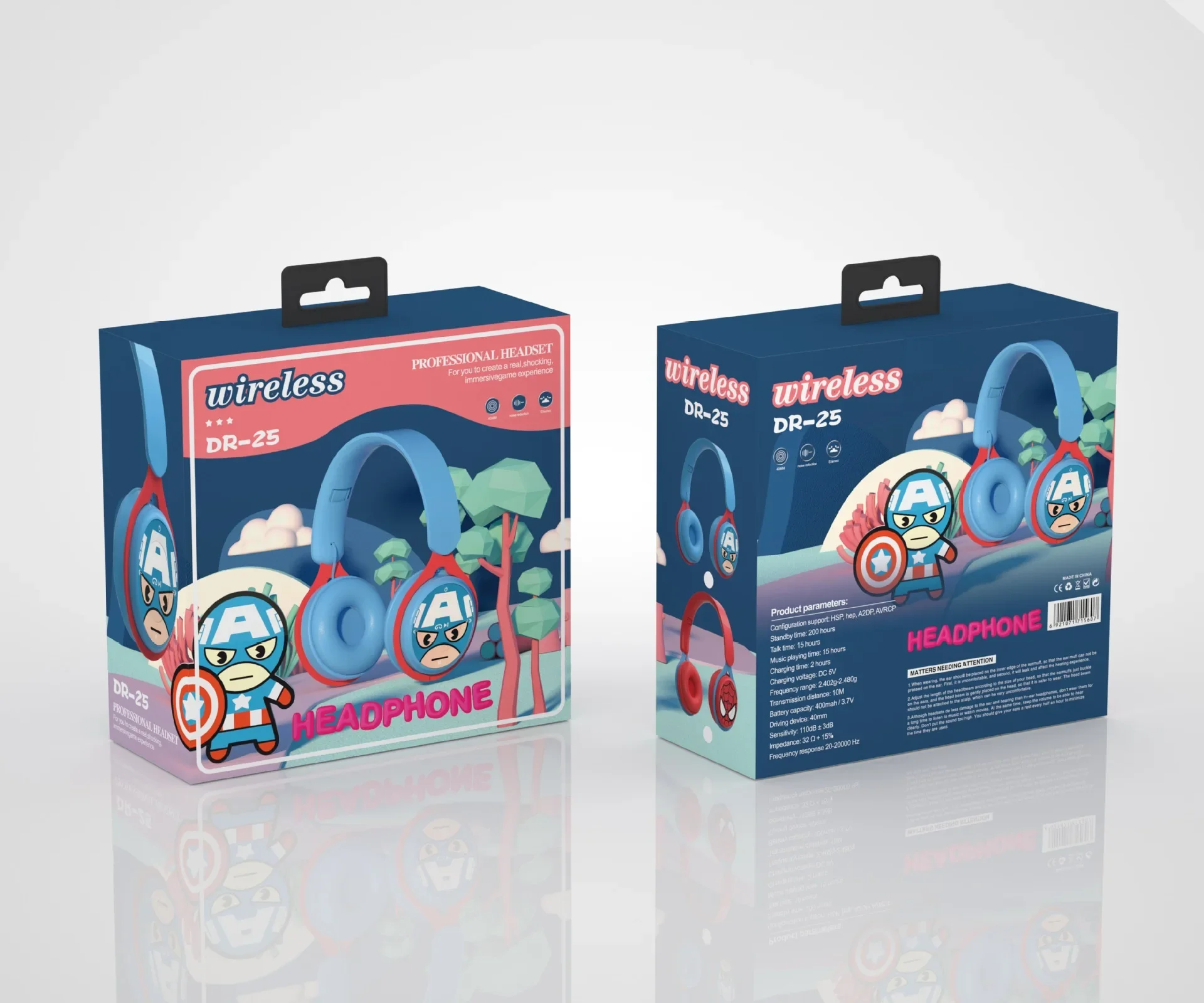 New Disney Spiderman Disney Mickey Wireless Headphones Blutooth Surround Sound Stereo Foldable Earphone Laptop Headset
