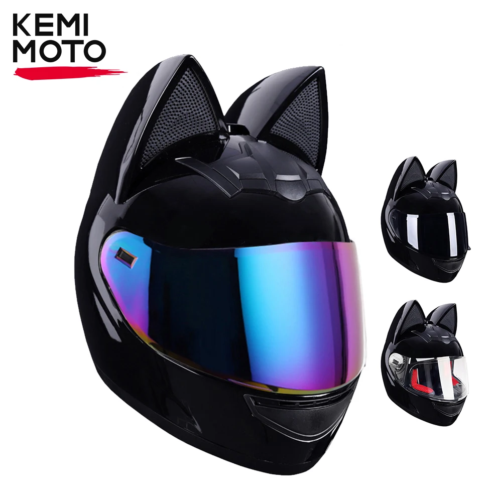Cat Ear Motorcycle Helmet For Women Full Face Motocross
