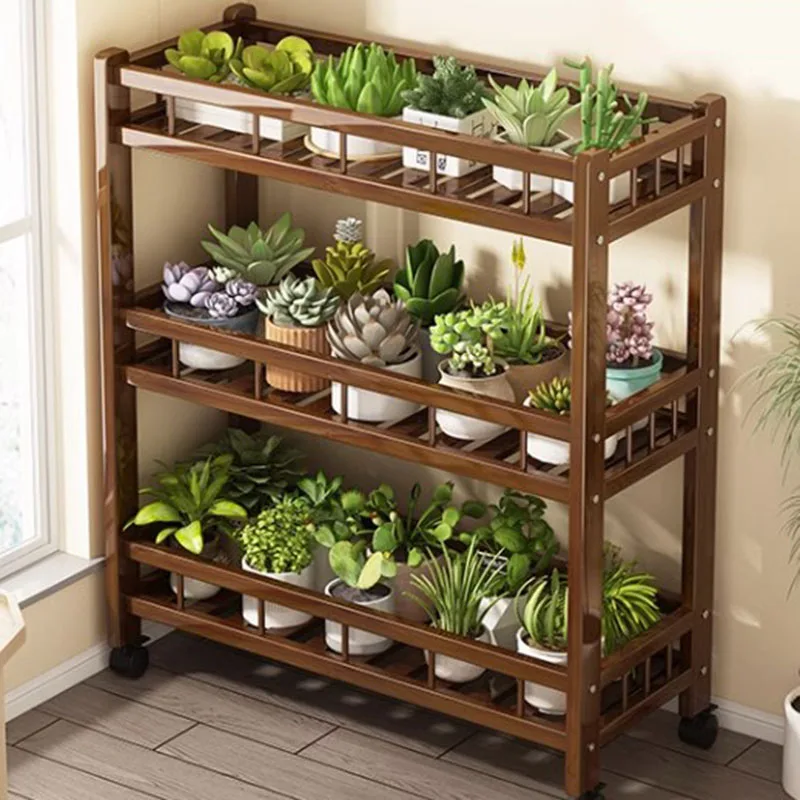 Wood Indoor Flower Shelf Support High Quality Garden Luxury Flower Plant Shelves Balcony Tiered Estante De Balcony Furniture