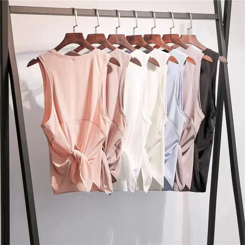Lemon Women Solid Mesh Loose Sports Yoga Top Wear Open Back Sleeveless T Shirts Fitness Breathable Quick Drying Workout Gym Vest