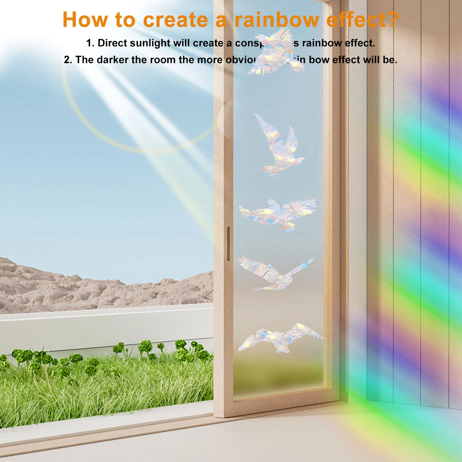 Bird Window Stickers Anti-Collision Bird Window Decals Reusable Prism Clings Static Non Adhesive Decals 20Pcs