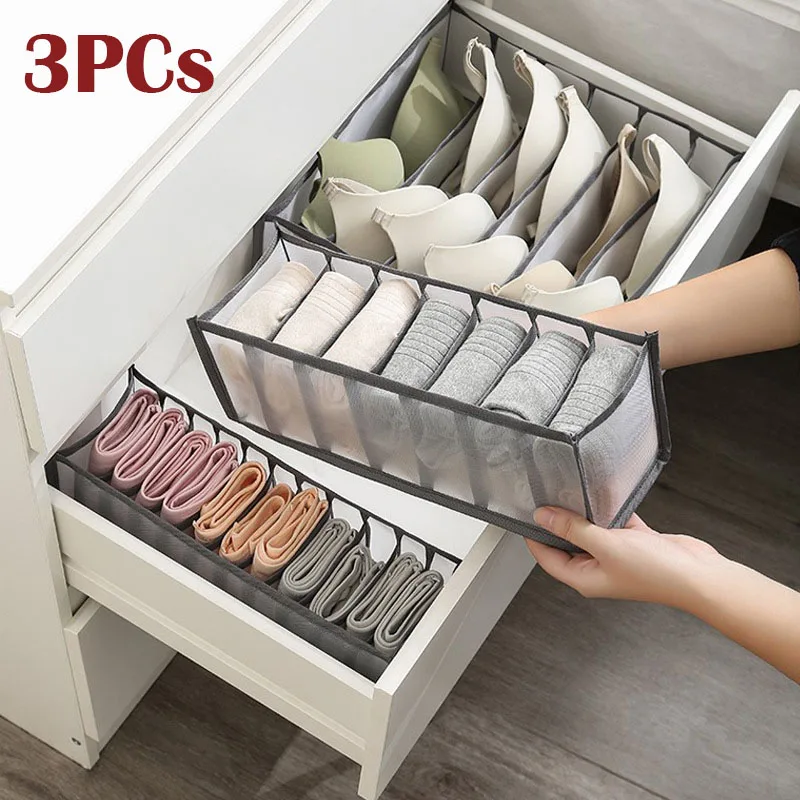 

3PCs/set Underwear Drawer Organizer Storage Box Foldable Closet Organizers Drawer Divider Storage Boxes for Underpants Socks Bra