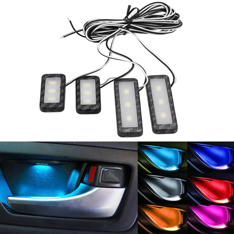 

4pcs/set Car Handrail Lights Bowl Handle Armrest Light Ambiental Lighting Car Interior Door Lights Auto Door Storage Box Lamp