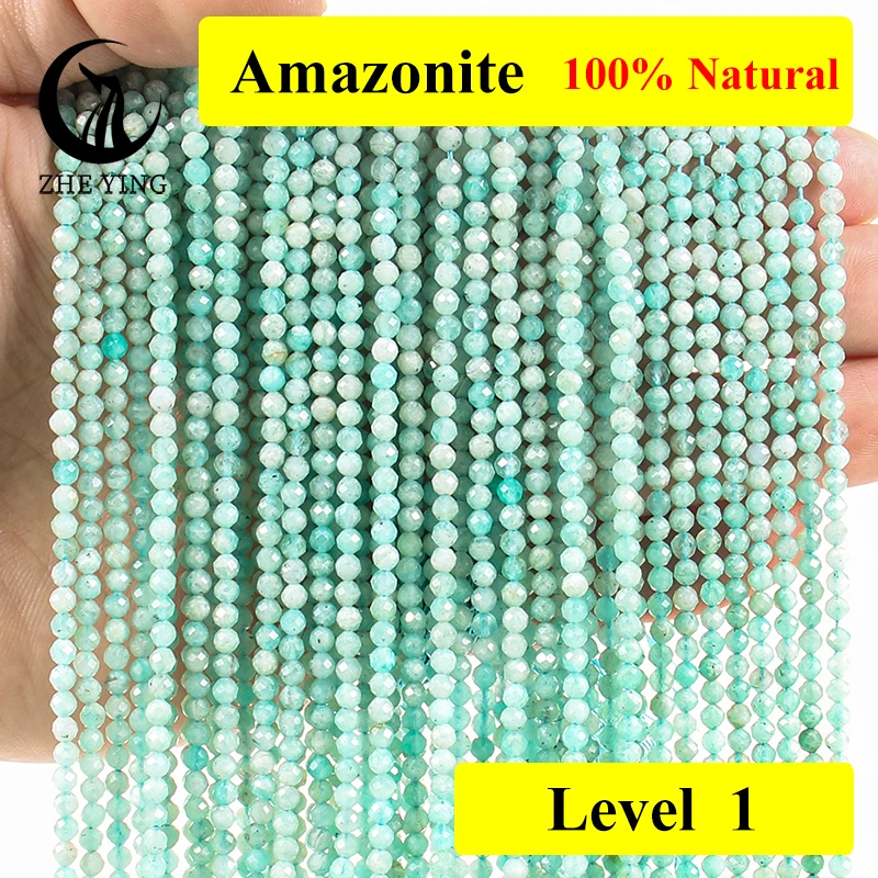 

Zhe Ying Natural Amazonite Tiny 3mm Faceted Beads Loose Ruby Gemstone Beads for Jewelry Making Bracelet Necklace Diy Accessories