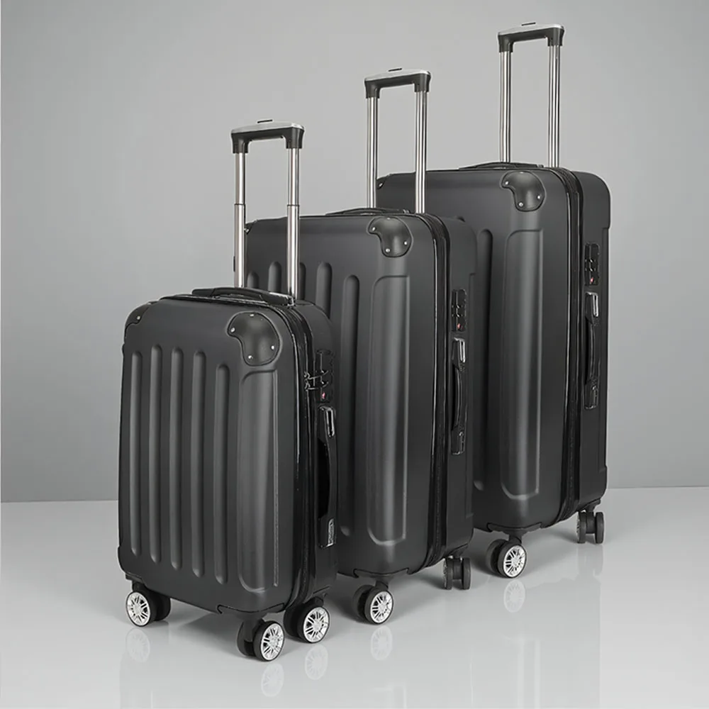 Ensemble de valises rigides en ABS, ensemble de bagages de 3 pièces, avec poignée télescopique et serrure à combinaison, pour les voyages d'affaires, noir 1 Ensemble de valises rigides en ABS, ensemble de bagages de 3 pièces, avec poignée télescopique et serrure à combinaison, pour les voyages d'affaires, noir 1