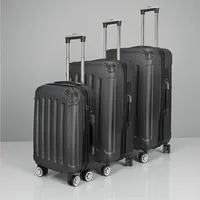 Ensemble de valises rigides en ABS, ensemble de bagages de 3 pièces, avec poignée télescopique et serrure à combinaison, pour les voyages d'affaires, noir 1