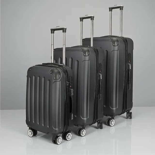 Ensemble de valises rigides en ABS, ensemble de bagages de 3 pièces, avec poignée télescopique et serrure à combinaison, pour les voyages d'affaires, noir 1