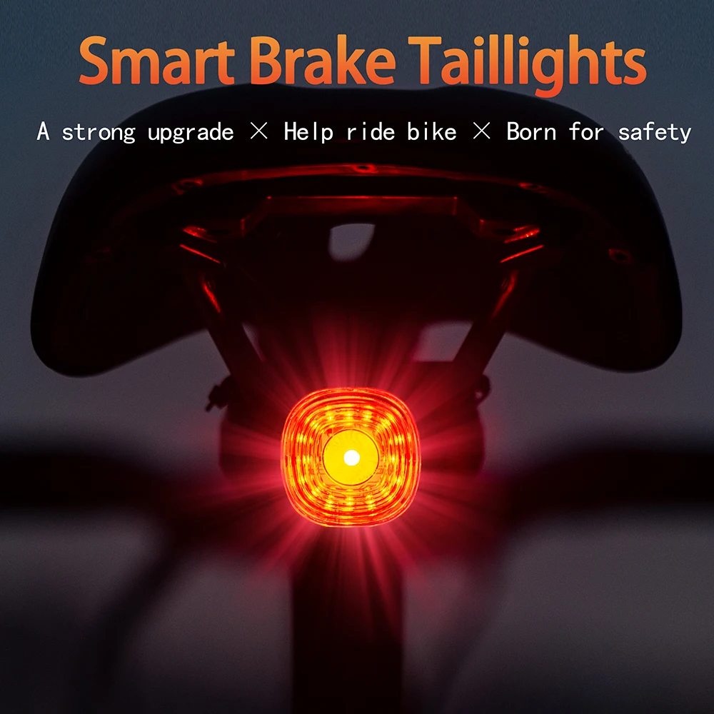 

High Brightness Bicycle Brake Tail Light 6 Light Modes IP66 Waterproof Bike Rear Lamp Quick Charging LED Warning Rear Lamp