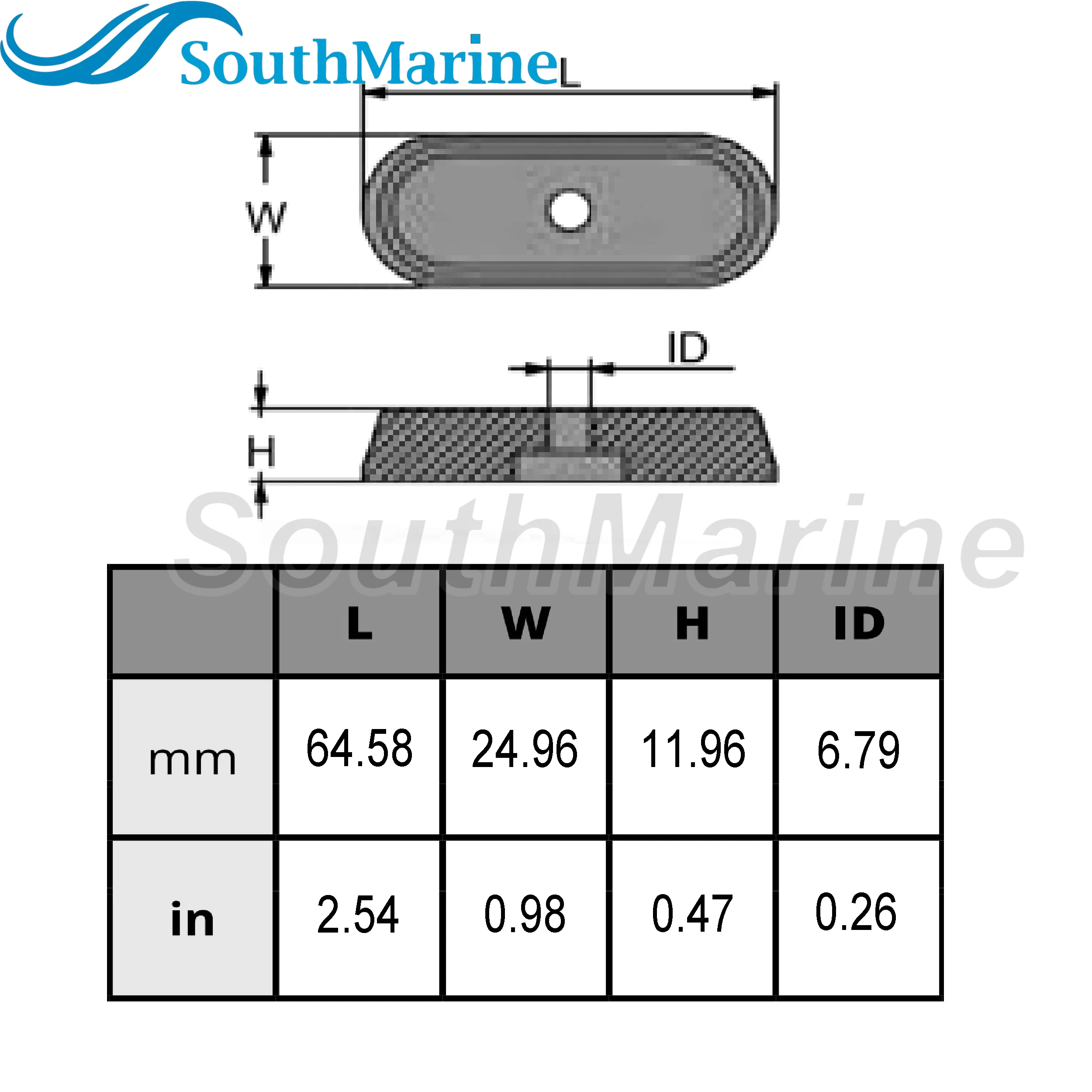 Outboard Motor 68T-45251-00 Gear Box Lower Unit Anode for Yamaha Boat Engine 6HP 8HP 9.9HP F6A/F6B/F8C