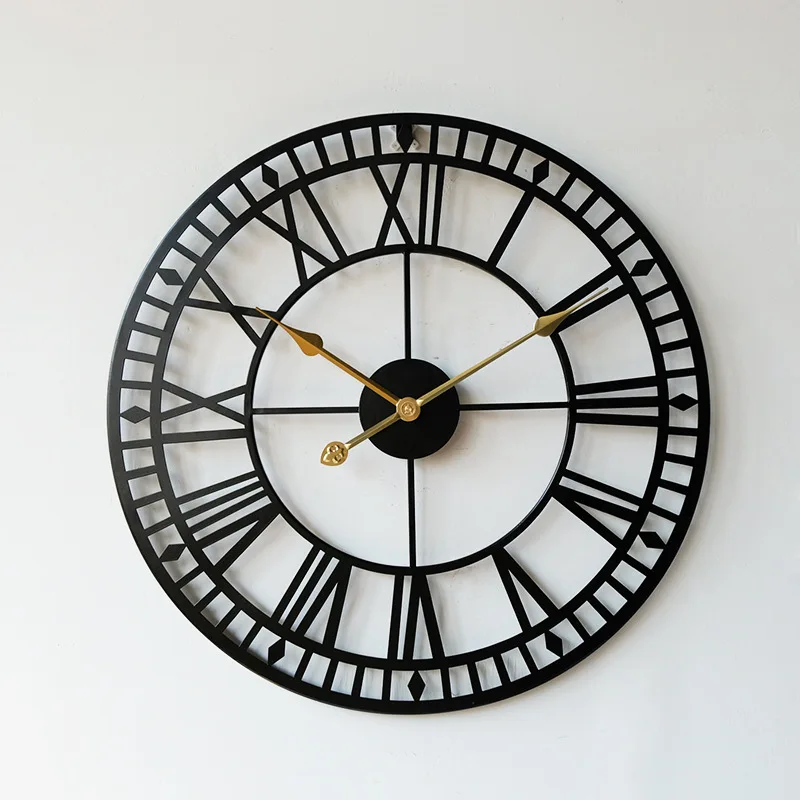 Description Picture 6 of itemModern Simple Clock Retro Hotel Wrought Iron Quartz Clocks Living Room Wall Hanging Clock Watch Home Decoration