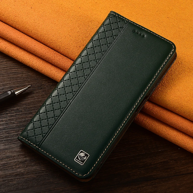 Premium Genuine Leather Flip Cover with Nappa Inner Mesh Pattern