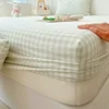 Washed Cotton Fitted Sheet Non Slip Fitted Sheet Elastic Band Around Mattress Cover Bed Cover And Pillowcase 5