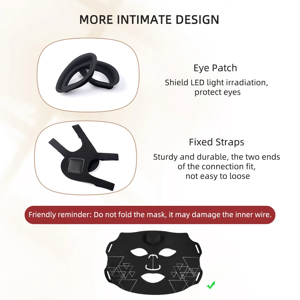 7 Colors Silicone Face Mask 3D Facial Beauty Mask 180 Lamp Beads Photon Skin Care Repair Skin Brightening Whitening Wireless Use