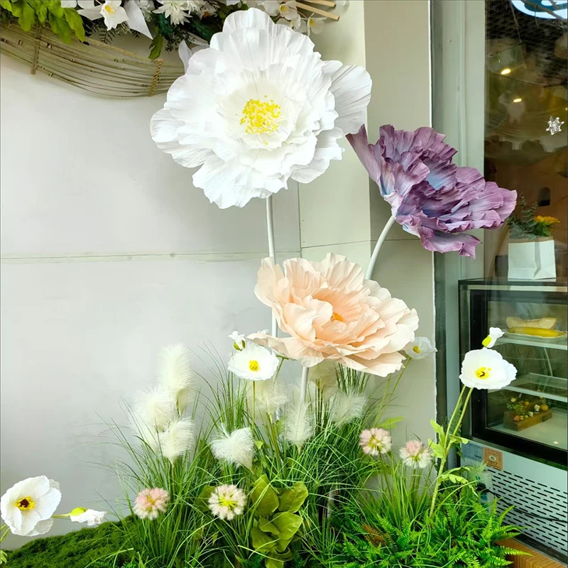 Flores De Papel Crepe Para Decoración - Lote De 10 - Rosa Pálido - Para Bodas Y Fiestas