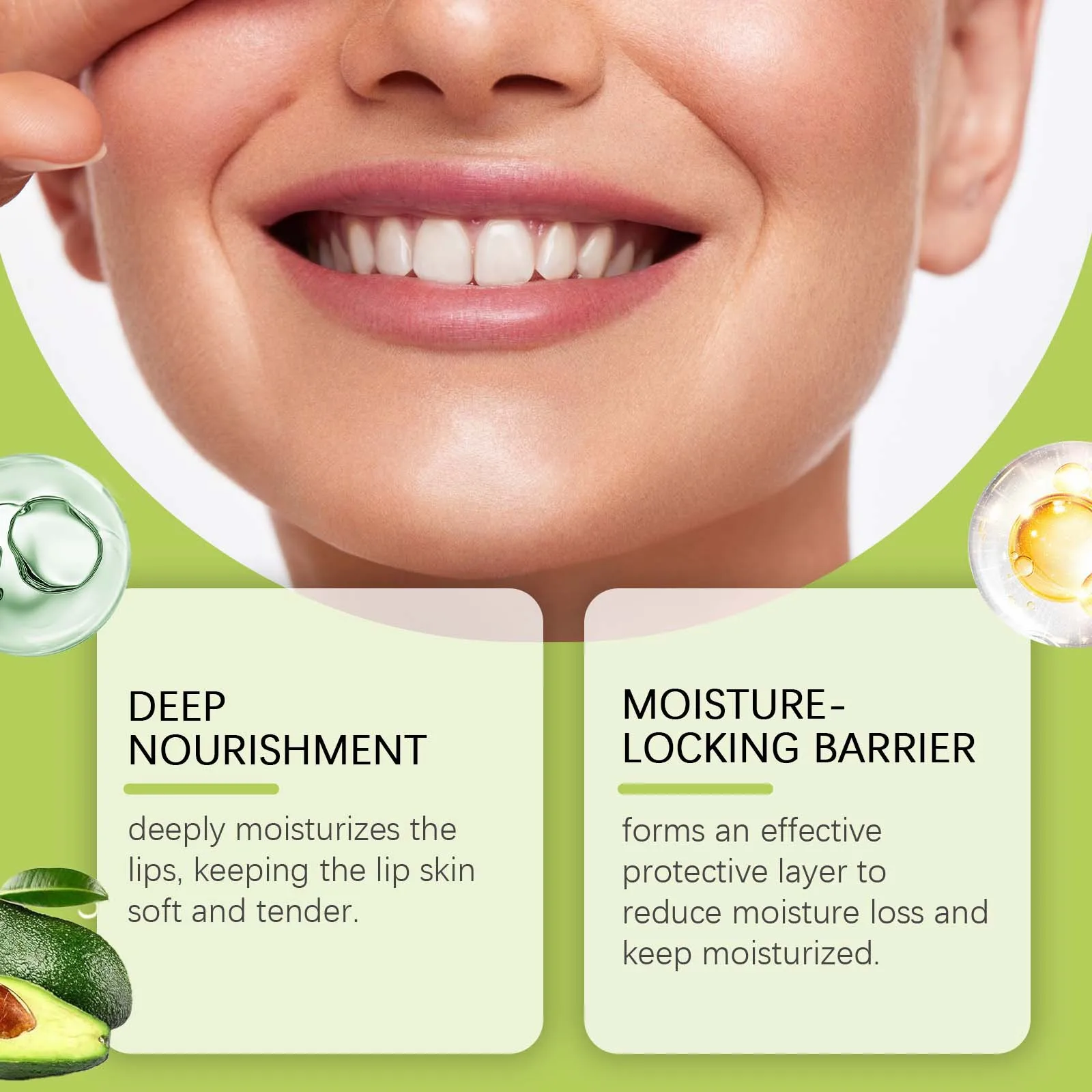 OUHOE Avocado Lip Balm Moisturizing Exfoliating Softening Dead Skin Lip Balm Smooth Lips Keep Lip Skin Soft and Delicate 2