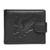 Men RFID Short Wallet Wolf Eagle Slim Cowhide Leather Credit Card Mens Wallets Busienss Money Purses Id Holder Man Purse Coins 5
