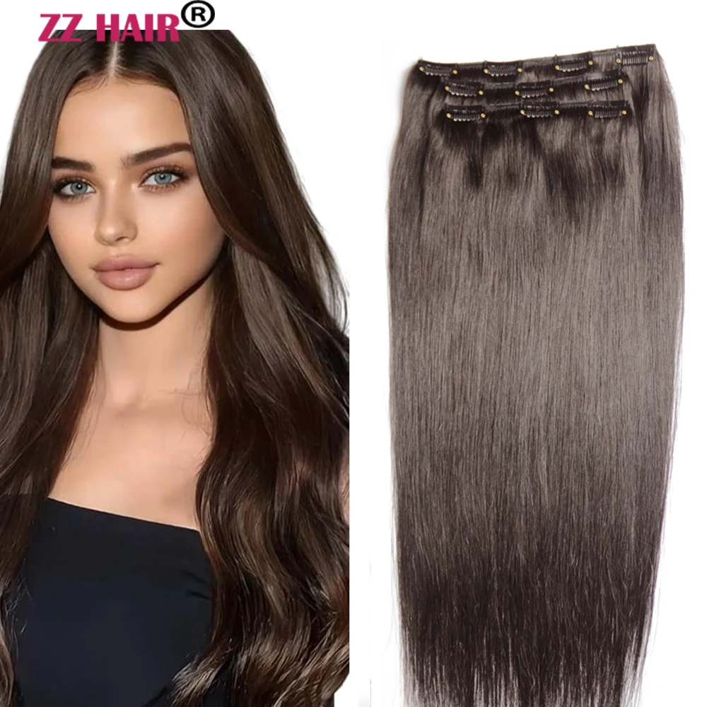 ZZHAIR Brazilian Human Remy Hair Extensions 16"-24" Clips-in Three Pieces 3pcs Set 140g-160g 1x20cm 2x15cm Natural