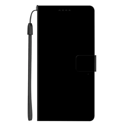 Sleek Leather Wallet Case - Black Flip Pouch with Card Slots for Blade V10 (Black Leather)