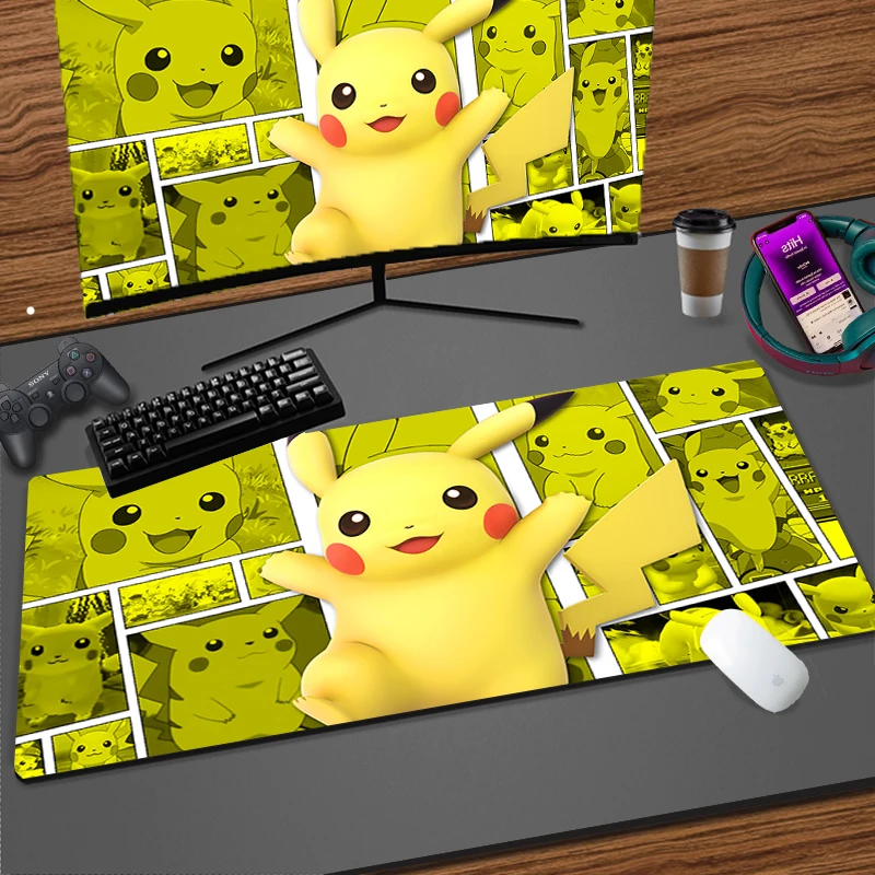 pokemon anime kawaii large rgb mouse pad laptop office accessories antiskid desk mat keyboard gaming rubber led backlit mousepad Pokemon Pikachu Gaming Mouse Pad Computer Desk Accessories Anti-skid Keyboard Mat Mousepad Cool Game Mats Laptop Rubber Mausepad