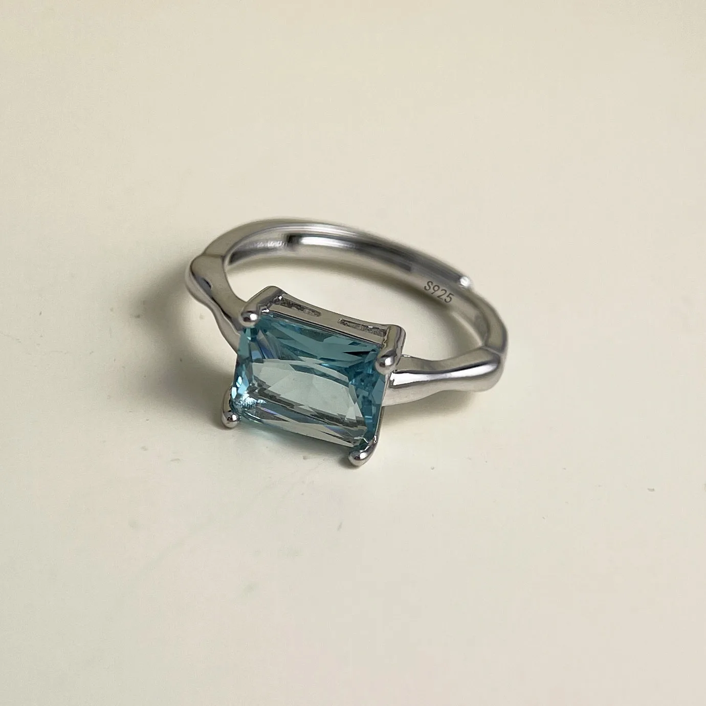 925 Sterling Silber Ringe für Frauen Paar Minimalistischer Handgefertigter Blauer Stein Ring Feiner CZ-Schmuck Geburtstagsgeschenk Allergievorbeugend – Detail 4