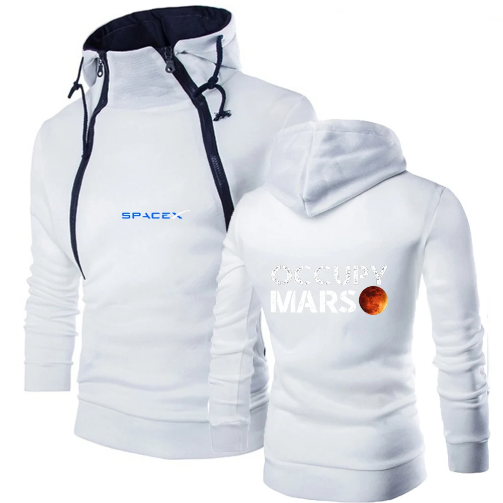 

New SpaceX Space X Logo 2023 Spring and Autumn Men's Sweatshirt Solid Color Long Sleeve Loose Zipper Hoodie Jacket