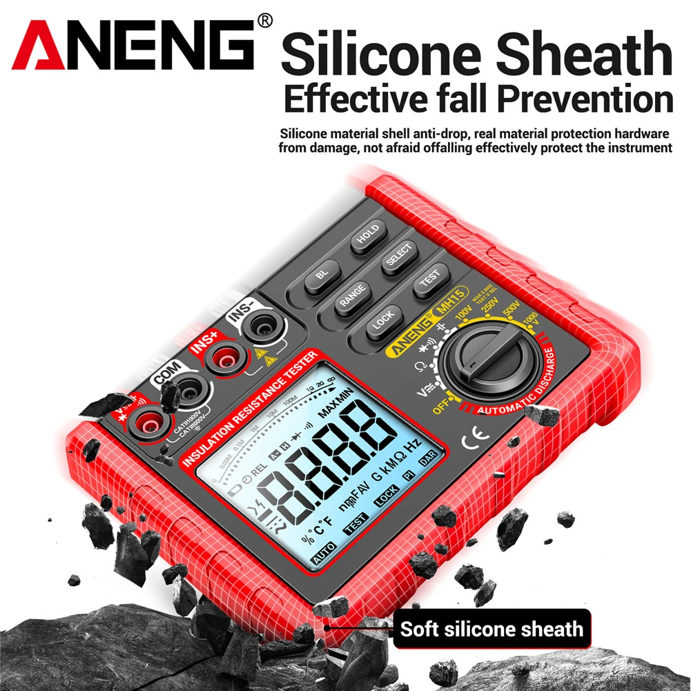 ANENG MH15 Digital Insulation Resistance Meter Automatic Discharge AC/DC Voltage Tester Voltmeter Megohmmeter Tester Tools