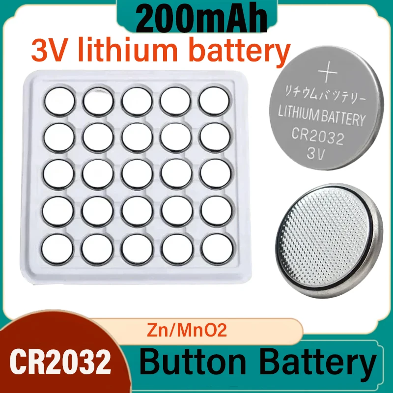 

25-100PCS CR2032 200mAh CR 2032 Button Battery 3V Lithium Battery for Watch Toy Calculator Car Remote Control Button Coin Cell