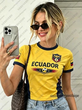 2026 Summer Ecuador Football Crop Tops Y2K Vintage Soccer Jersey Gift For Lovers Tee Team Uniform Football Shirts Streetwear