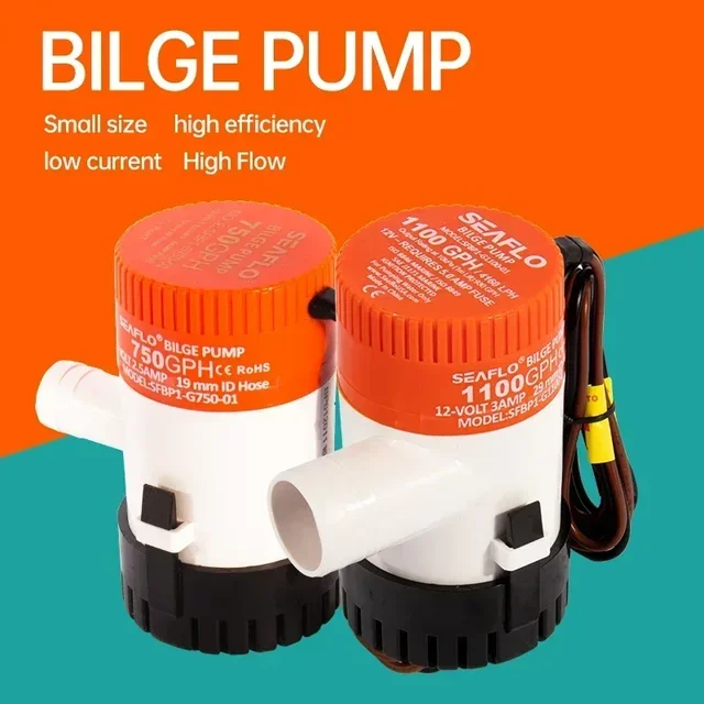 SEAFLO bilge pump 12V24v DC submersible pump marine oil drum cruise ship drain  water pump small miniature battery Boat Parts 1