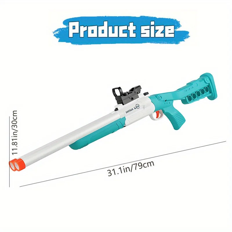 Double Barrel Toy Shotgun-Blue Projectile Soft Shell Gun Manual Launcher Toy Gun (US Stock) 6