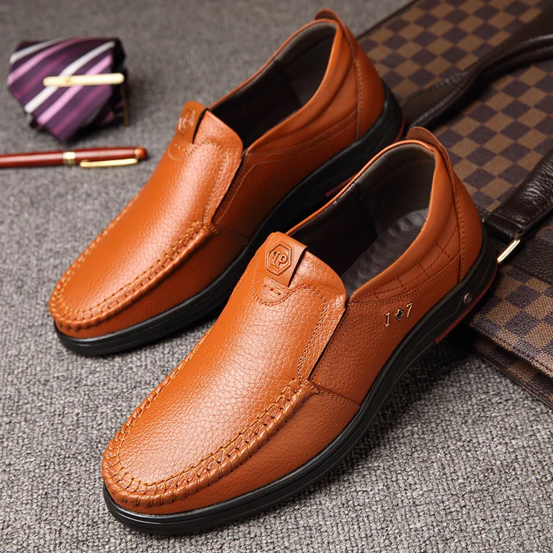 

Men's Shoes Extra Large Dock Layer Leather Middle-aged Elderly Shoes Business Leisure Anti Slip Loafers Men's Leather Shoes 2023
