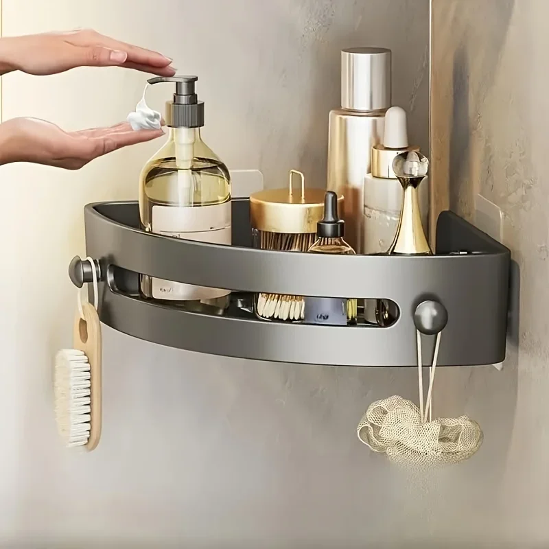 Bathroom Shelf Kitchen Storage Organizer Aluminum Alloy Shampoo Rack Shower Shelf Bathroom Accessories No Drill Shelf 6